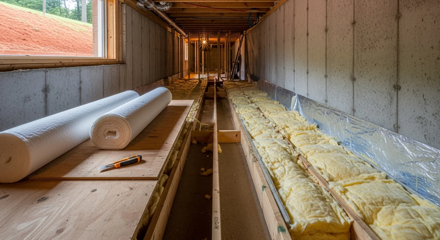 Insulation removal and crawlspace insulation installation